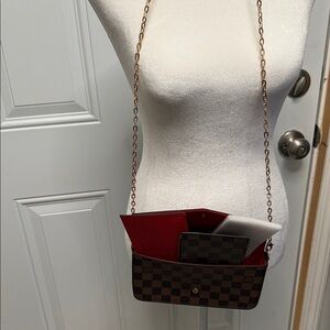 Brown Checkered Crossbody Bag with Red Interior (Louis Vuitton) NEW without tag